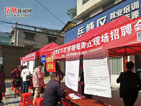 岳塘区人力资源扶贫市场招聘例会举行