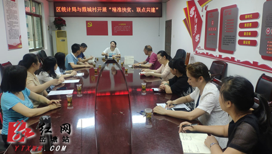 岳塘区统计局到霞城村开展“精准扶贫、联点共建”活动