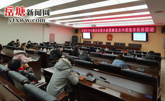 岳塘区举办中小微企业惠企政策解读及申报指导培训